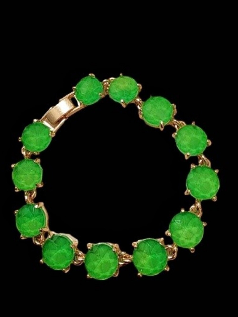 Apple Green Vibrant Gold-Tone Gemstone Bracelet